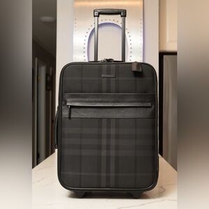 Authentic Burberry Smoked Checked Carry-on suitcase.